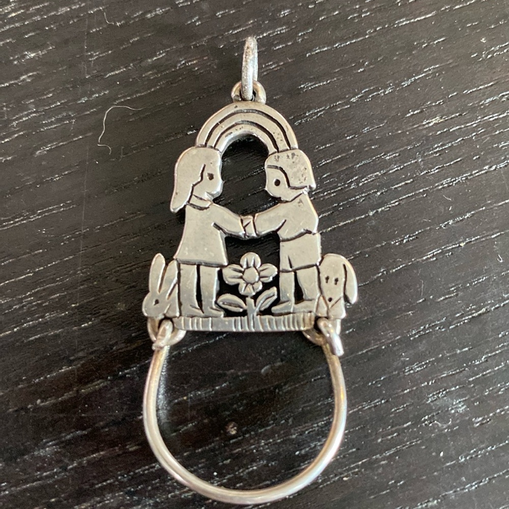 Vintage James Avery charm holder with children and pets